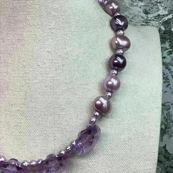 Statement Purple Glass Necklace - Picture 3 of 5